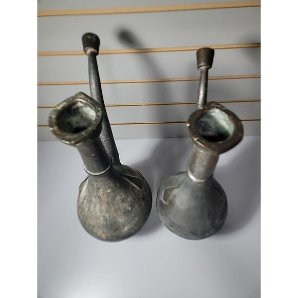 Antique Persian Copper Aftabeh Pitcher Water Ewer Set Of 2 Metal Jugs - Picture 6 of 9